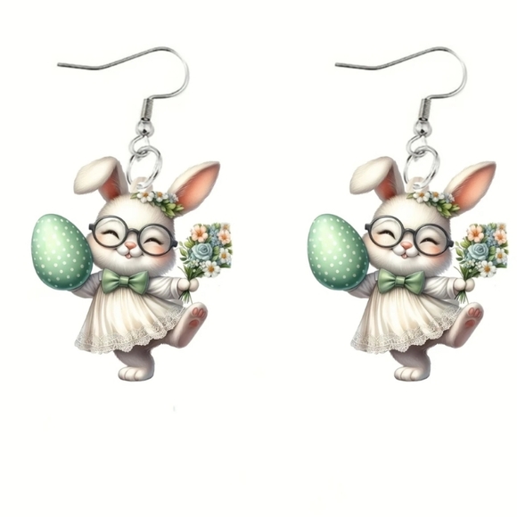 New Girl Bunny Rabbit Earrings - Picture 3 of 7